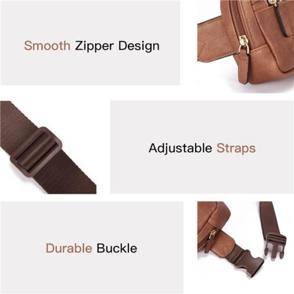 Belt Bag for Women PU Leather Fanny Pack Crossbody Waist Bags - Picture 4 of 7